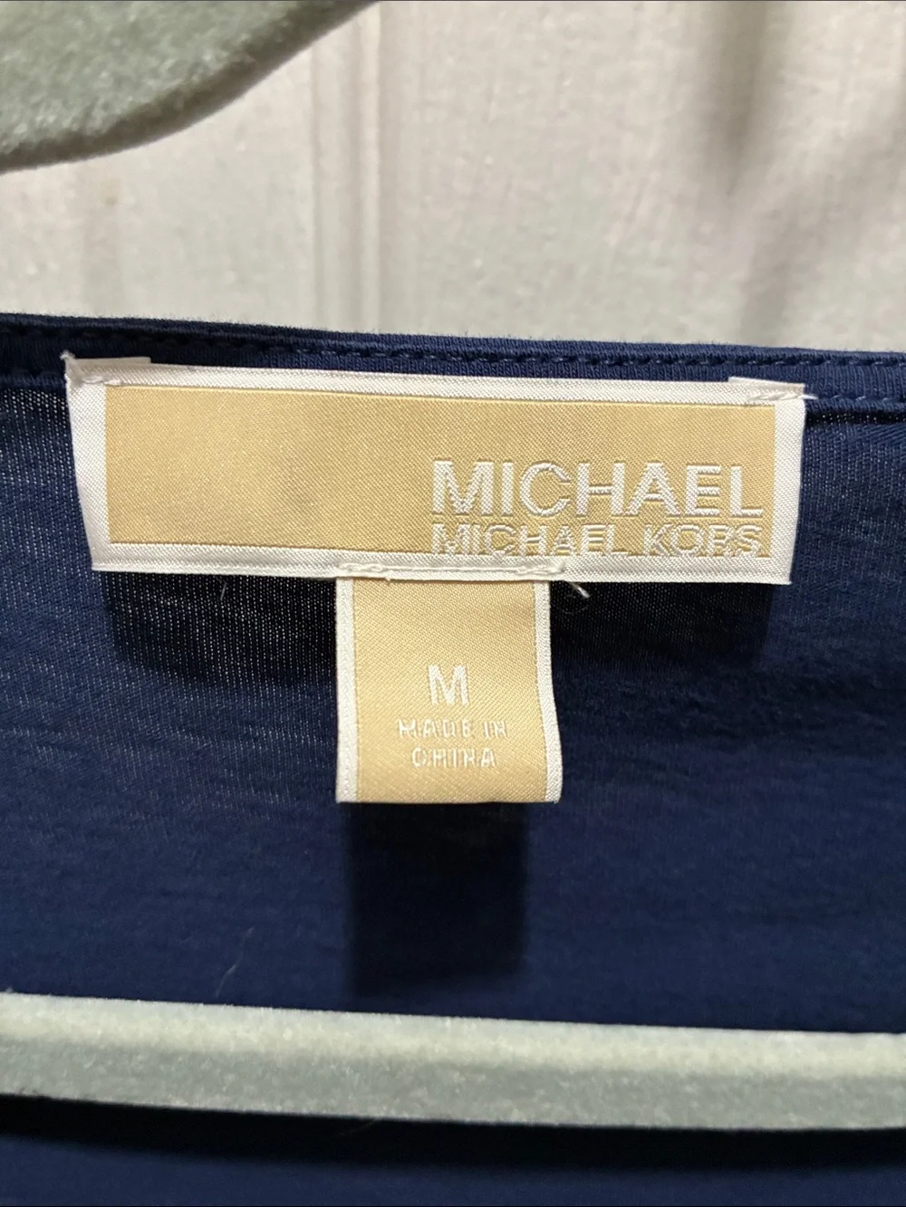 Michael Kors Navy Long Sleeve Top with White Embroidered Trim